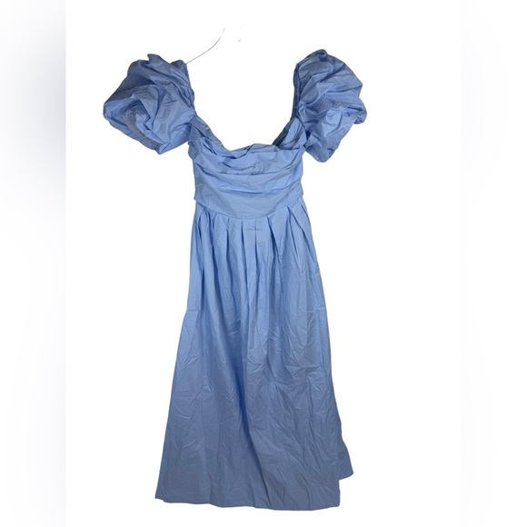 NEW PETAL & PUP SOLANA OFF SHOULDER MIDI DRESS - BLUE SIZE 2 B1027 - Picture 6 of 8